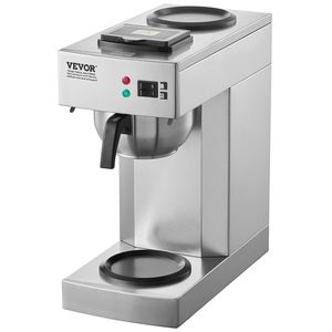 12 tazze di caffettiera elettrica a goccia commerciale con 2 caraffe di vetro e 2 scaldini per uso ufficio - Product Image 1