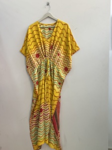 Lote al por mayor de caftanes de seda crepé vintage, vestidos caftán de seda sari, vestidos maxi para mujer - Product Image 4