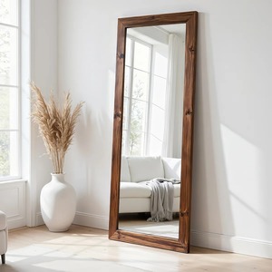 Miroir à cadre en bois au design minimaliste, idéal pour les bureaux, les centres commerciaux, les studios de danse et les vitrines de boutiques, fabriqué à la main en Inde - Product Image 1