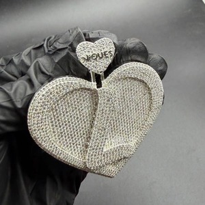 <b>Heart</b> Shape Moissanite 925 Silver Crystal <b>Charm</b> Pendant With YOU Inscription Romantic Style Unisex Jewelry Gift - Product Image 3
