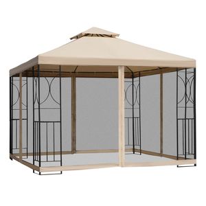 10 'X 10' Gazebo Patio resistente agli agenti atmosferici con ripiani a baldacchino esterno rete e vassoi di stoccaggio Pergola padiglione - Product Image 1