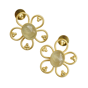 Pendientes Clásicos Vintage con Flores, Chapados en Oro de 18K, con Bisel de Cuarzo, Joyería de Latón para Mujer, para Bodas - Product Image 5