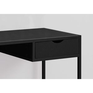 Contemporary Modern 42\"L <b>Black</b> Laptop <b>Computer</b> <b>Desk</b> with Storage Drawers <b>Black</b> Laminate and Metal for Home Office Work - Product Image 3