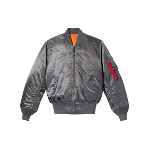 Chaqueta Bomber Gris Carbón para Hombre, Ligera, Estilo Aviador, con Forro Naranja, Cuello y Puños Acanalados, Bolsillo Utilitario en la Manga, OEM - Product Image 1