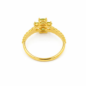 Bague en argent sterling 925 avec quatre pierres de péridot, pierre précieuse verte, design symbolique, plaqué or 1 micron, bijoux en rhodium - Product Image 5
