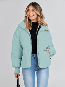 Women's Green Quilted Jacket Stand Collar <b>Full</b> Sleeve Zipper Closure Solid Color Regular <b>Length</b> Casual <b>Coat</b> - Product Image 1