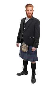 Eoin Winston <b>Sports</b> Argyll <b>Jackets</b> Woolen Coat <b>Mens</b> Scottish Highland Kilt Outfit Navy <b>Tweed</b> <b>Jacket</b> Vest Blue Tartan Plaid Skirt - Product Image 2