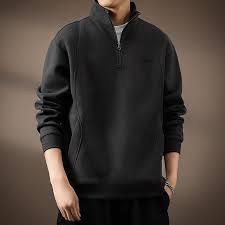 Men’s Quarter-Zip Fleece Pullover | Charcoal Grey Half-Zip Sweatshirt | Urban Streetwear <b>Mock</b> <b>Neck</b> Tech Fleece <b>Top</b> - Product Image 3