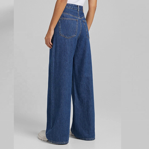 Jeans à jambes larges pour femmes Jeans noirs amples Pantalon à jambes larges décontracté Femme Taille haute Pantalon droit en denim noir - Product Image 6