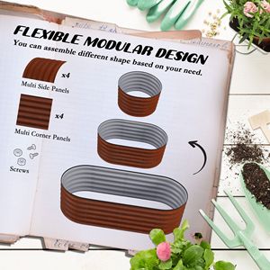 Fioriera in Metallo Zincato 4.9x2ft, Rialzata e Impilabile, con Bordo di Sicurezza, Marrone - Forniture da Giardino - Product Image 4