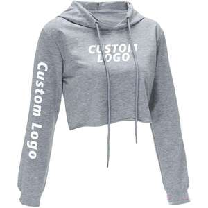 Women's Cropped Hoodie Contemporary Casual Long Sleeve Pullover Hooded Sweatshirt Urban Fashion <b>Crop</b> <b>Top</b> - Product Image 3