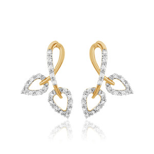 Pendientes de Diamantes Florales Dobles con Corte Corazón Romántico, Oro Amarillo, para Uso Diario, Diamantes Blancos Cultivados en Laboratorio - Product Image 1