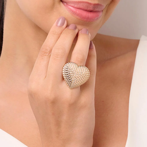 Anillo de Cóctel en Forma de Corazón para Mujer, Chapado en Oro de 18K, con Circonita Cúbica, Micro Pavé, Joyería Glamorosa de Moda, Regalo para el Día de San Valentín - Product Image 1