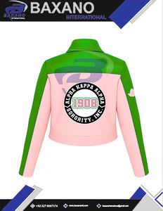 อัลฟ่า |   คาปา |   เสื้อแจ็คเก็ตหนัง PU ยี่ห้อ Alpha AKA Sorority คุณภาพสูง ทรงครอปเข้ารูป สไตล์เรซซิ่ง  รับสั่งทำโลโก้ได้ - Product Image 6