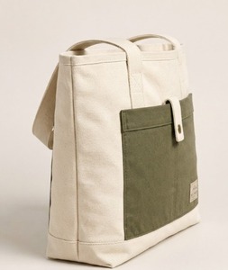 Sac fourre-tout en toile de jute vert olive avec poche avant, écologique, grande capacité, fermeture éclair, double sangle en coton renforcée, pour le shopping - Product Image 4