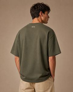 RITS Men's Olive <b>Green</b> Short Sleeve T-Shirt O-Neck Casual Jersey Cotton Solid Color Back Neck Logo wholesale rate custom - Product Image 5