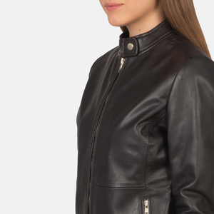 Wholesale Genuine Napa Leather Women's Cropped Biker Jacket Gothic <b>Black</b> <b>Bolero</b> <b>Shrug</b> Slim OEM ODM Women's Genuine Cowhide - Product Image 6
