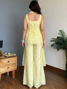 Conjunto Premium Tradicional de Top, Pantalón y Dupatta de Georgette Sintética sin Arrugas con Bordado para Mujer - Product Image 2