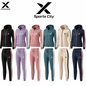 Chándal Deportivo para Mujer X Sports City, con Capucha, Cierre de Cremallera, Color Sólido, Estilo Deportivo, con Bolsillos Laterales, Transpirable, Logotipo X, OEM/ODM - Product Image 1