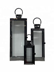 Manufacturers Black Nickel Metal Candle Lanterns with Ribbed <b>Glass</b> for Home & Weddings Decoration - Product Image 4