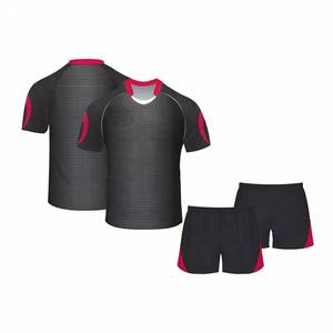Conjunto de Uniforme de Fútbol Sublimado Personalizado, Blanco, Negro y Rojo, Cuello Redondo, Manga Corta, Secado Rápido, Poliéster que Absorbe la Humedad - Product Image 4