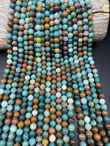 Cuentas de Jaspe Oceánico Natural, Redondas, Hermosas, Azules, Marrones y Naranjas, Cuentas de Piedras Preciosas de Alta Calidad para Joyería - Product Image 3