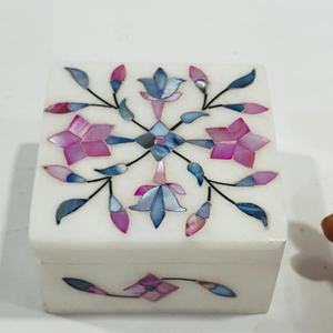 Luxurious Handmade Marble <b>Storage</b> Box High Quality Artisan Inlay with Geometric Patterns Jewelry Boxes for Sale - Product Image 1