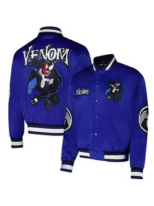 Veste bomber universitaire pour homme Venom Chalk Line Satin Full Snap, style vintage streetwear - Product Image 2