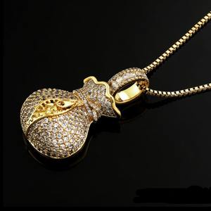 Pendentif Sac d'argent Bling Hip Hop Iced Out en Argent Sterling 925 Moissanite Plaqué Or 18K Unisexe, Bijou de Rappeur, Inspiré des Séries TV - Product Image 3