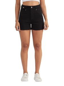 Shorts de Mezclilla Negros Suaves para Mujer Abdul Royal World Export, Algodón Ecológico, Cintura Media, Estilo Casual Vintage con Cinturón - Product Image 1