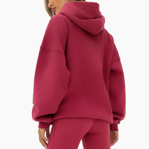 Sweat-shirt à capuche oversize pour femme PENTO INDUSTRY, couleur unie, épaules tombantes, manches longues, en molleton de coton anti-boulochage, pour l'hiver - Product Image 6