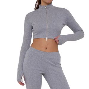 Conjunto Deportivo de Dos Piezas de Lona Sólida para Mujer, Informal, para Entrenamiento, 100% Algodón, Ecológico, Transpirable, de Secado Rápido - Product Image 4