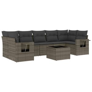 Conjunto de Sofá de Jardín de Ratán PE Gris con Acero con Recubrimiento en Polvo y Vidrio Templado, Muebles de Exterior Premium - Product Image 2
