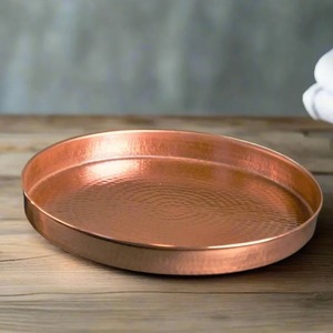 Ensemble de 3 soucoupes pour plantes en cuivre GLOSSY TOUCH ART, plateaux ronds portables pour pots en terre cuite, décoration minimaliste pour la maison - Product Image 4