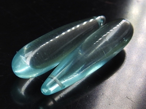 Perles en verre de quartz bleu aqua en forme de goutte, 35 mm, lisses et allongées, paire assortie, fournitures pour la fabrication de bijoux DIY - Product Image 3
