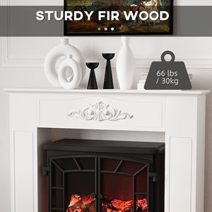 Cornice per Caminetto in Legno di Abete Bianco Invecchiato 44.75 L x 40 A, Supporto per Stufa Elettrica Indipendente - Product Image 5