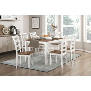 Set da Pranzo Stile Country Cherry 7 Pezzi, Tavolo Bianco e 6 Sedie con Schienale a Doppia X, Set da Pranzo Casual in Legno - Product Image 1