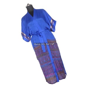 Robe kimono bohème vintage en soie KL012 à manches courtes, robe de demoiselle d'honneur pour l'automne et l'hiver - Product Image 3