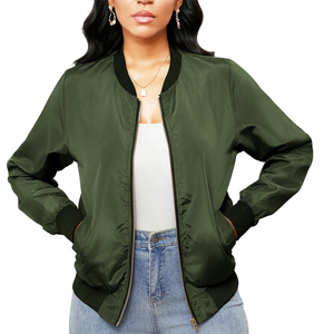 <b>Women</b> Classic Bomber Jacket Comfortable Long Sleeve <b>Zip</b> Up Casual Outerwear Ladies Bomber jackets for Winter Daily Use - Product Image 4