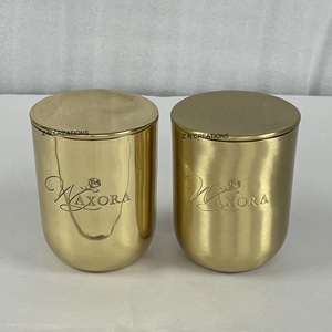 Custom Logo Luxury Brass <b>Candle</b> Jar Shiny Glossy Finish High Quality <b>Candle</b> Jar with Lid Empty <b>Candle</b> Jars for <b>Candle</b> Making - Product Image 3