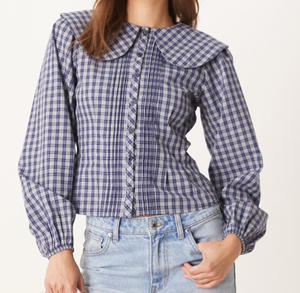 Camiseta de Mujer a Cuadros con Contraste Tejido, Informal, Otoñal, con Logotipo Personalizado, Venta Directa de Fábrica, 100% Algodón, Suave y Transpirable, Manga Larga - Product Image 2