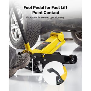 Cric de sol en acier pour course automobile, capacité 3 tonnes (6614 lb), profil bas, piston unique, pompe à levage rapide avec pédale - Product Image 2