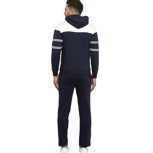 Survêtement à capuche bleu marine pour homme, style décontracté avec blocs de couleur, manches longues, poches latérales, coupe classique, style automne - Product Image 2