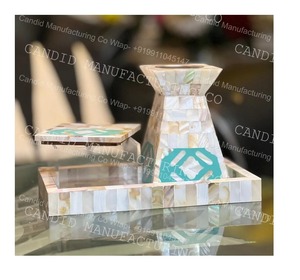 Juego de Mubkhar Artesanal de Madreperla con Incrustaciones, Bandeja para Quemador de Incienso, Caja Geométrica Islámica para Bakhoor, Decoración para el Hogar, Regalo - Product Image 5