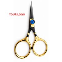 Ciseaux de coupe pour ligne de pêche en gros avec poignées dorées décoratives et bijoux bleus, personnalisation de la marque et emballage disponibles