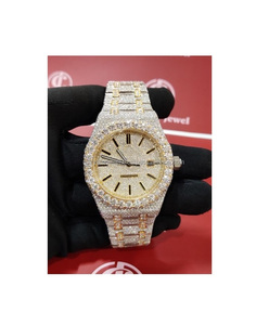 Montre en acier inoxydable de luxe faite à la main VVS Moissanite diamant mouvement automatique glacé homme femme design cadran en verre haute couture - Product Image 1