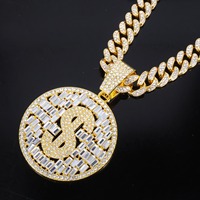 Collier Pendentif Hip Hop Glacé de Qualité Supérieure, Chaîne Unisexe, Sertissage Pavé de Diamants, Plaqué Or 18K, Style Bouclier, Cadeau