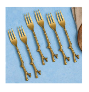 Brass <b>Fork</b> Flatware <b>Dessert</b> <b>Fork</b> Branches Handle design Cutlery Brass <b>Fork</b> Wholesale Price - Product Image 1