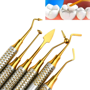Kit de 6 Espátulas Dentales de Resina Compuesta con Mango Grueso y Cabeza Recubierta de Titanio, Instrumento para Rellenos Dentales - Product Image 1