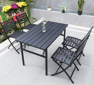 Vietnam Outdoor Black <b>Folding</b> Patio Garden Table and Chair Bistro <b>Dining</b> Furniture <b>Set</b> Portable Foldable Design - Product Image 2